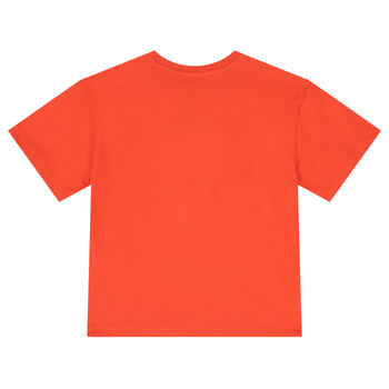 Girls Orange Elephant Logo T-Shirt